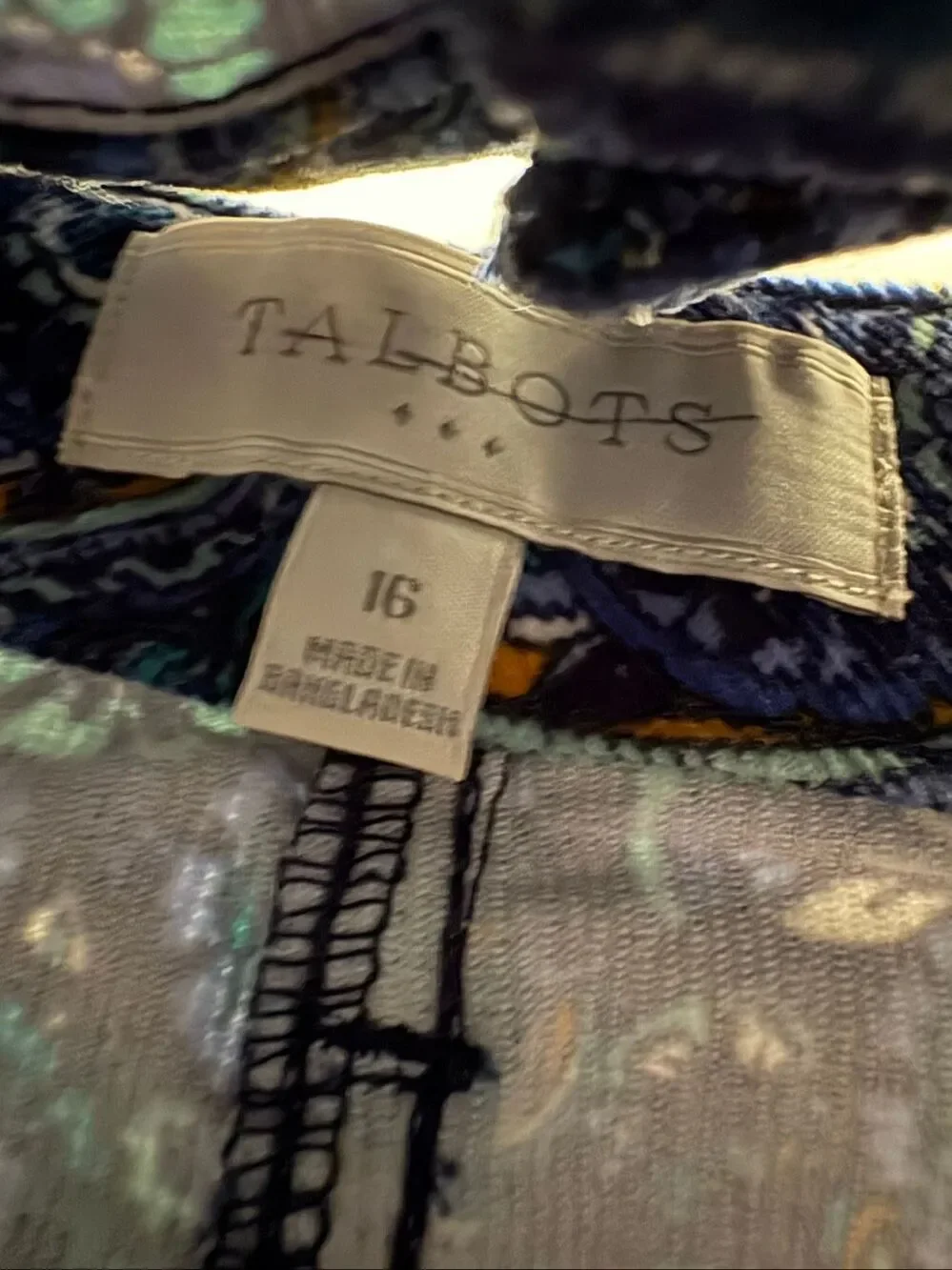 Talbots Blue Paisley Floral Corduroy Mini Skirt Size 16